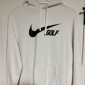 Nike White Hoodie with Black Logo - Large